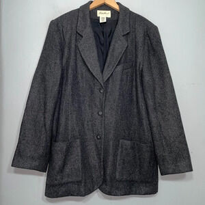 Vtg Eddie Bauer Womens Size XXL Charcoal Wool Angora Jacket Blazer Minimalist